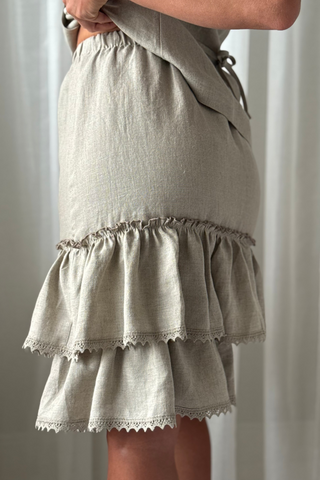 Frilla lace linen skirt, natural 