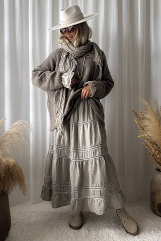 Irene alpakkasekoiteneule, taupe