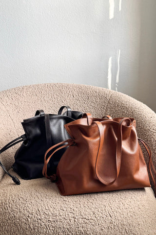 Isabella leather bag, cognac