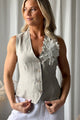Jessica pellavaliivi vintage lace, natural + white lace