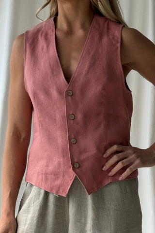 Jess linen vest, peach blush