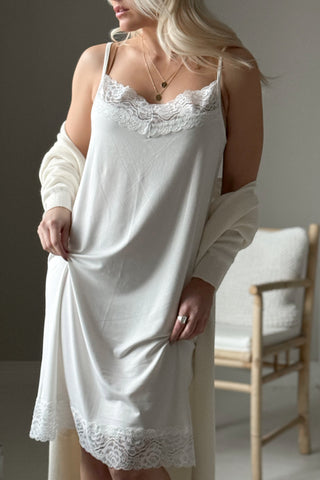 Bamboo Lace Joice slip mekko, valkoinen
