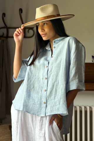 Junette pellavapaita, oxford blue