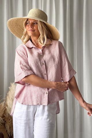 Junette pellavapaita, pink stripe