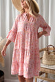 Kiara viscose dress, boho blossom light pink 