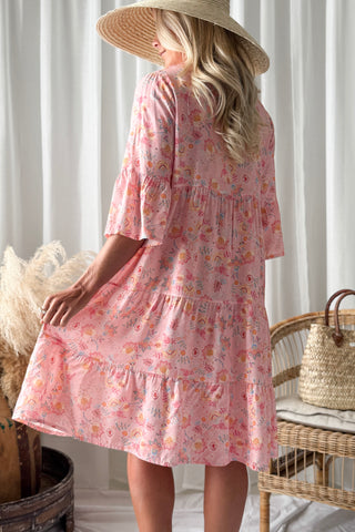 Kiara viskoosimekko, boho blossom light pink