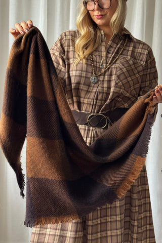  Triangular check scarf, coffee