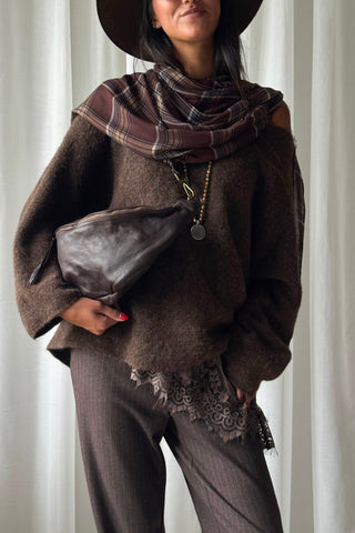 Large Crossbody nahkalaukku, coffee