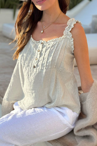 Leanna linen top, sand