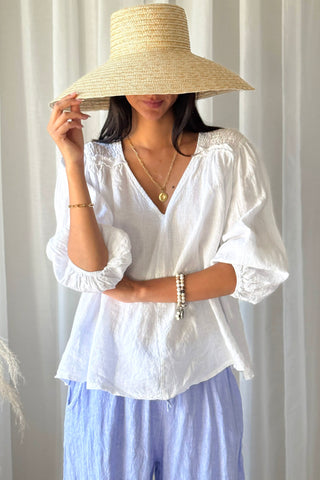 Leia linen blouse, white