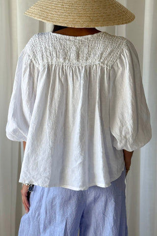 Leia linen blouse, white