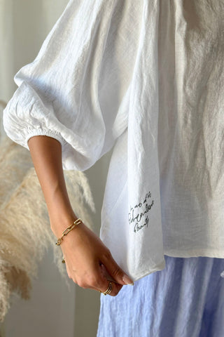 Leia linen blouse, white