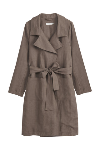 Bypias linen trench coat, coffee