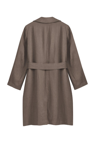 Bypias linen trench coat, coffee