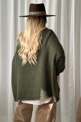 Lise alpakkasekoiteneule, forest green
