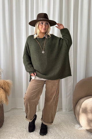 Lise alpakkasekoiteneule, forest green