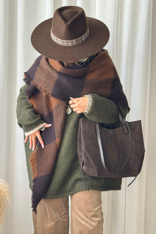 Lise alpakkasekoiteneule, forest green