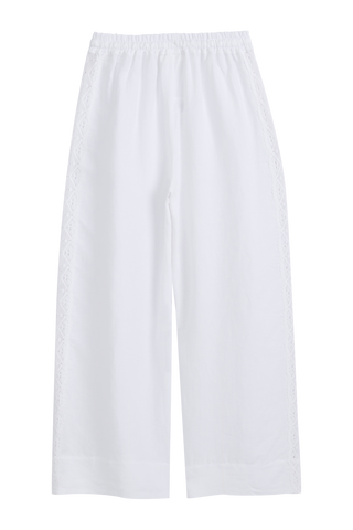 Mallorca pellavahousut, white + white lace