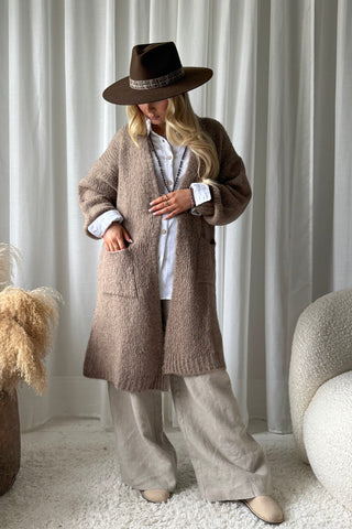 Mayfair Long neuletakki, taupe