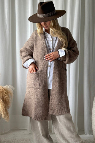 Mayfair Long neuletakki, taupe
