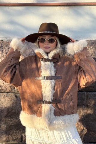 Northern Luxe denim jacket, caramel