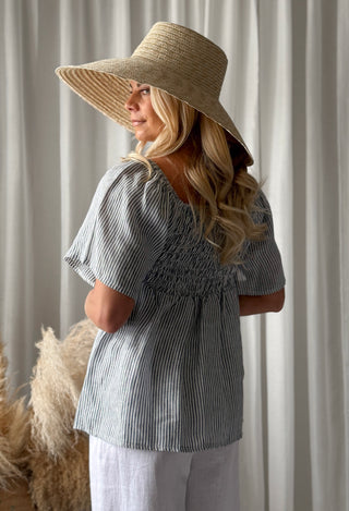 Oaklyn pellavapaita, blue stripe