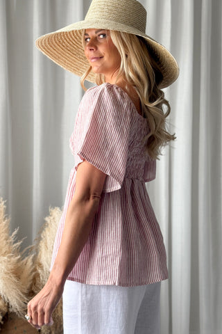 Oaklyn pellavapaita, pink stripe