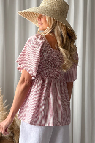 Oaklyn pellavapaita, pink stripe