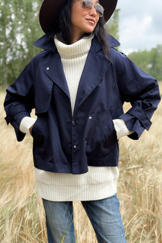 Oxford trench jacket, navy