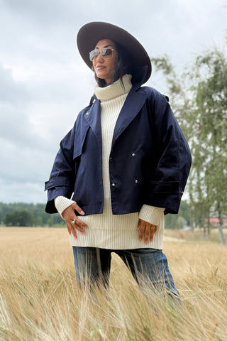 Oxford trench jacket, navy