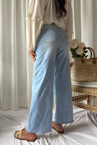 Palazzo wide leg jeans, light wash