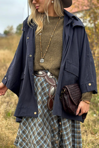 Parka Poncho jacket, navy