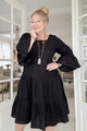 Daffodil linen dress, black