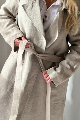 Bypias linen trench coat, natural