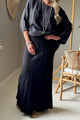 Pencil Slip linen skirt, black 