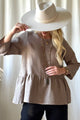 Peplum linen top, taupe