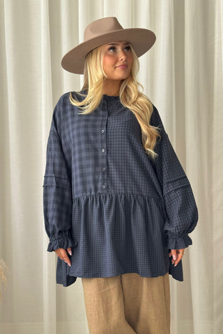 Peplum shirt, blue