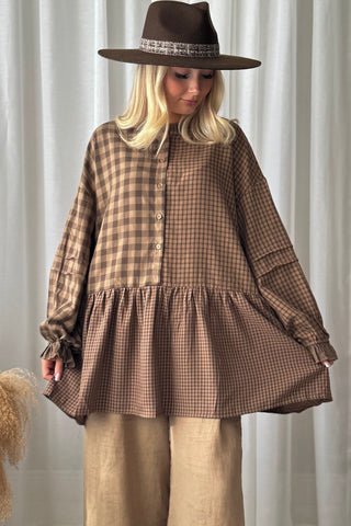 Peplum ruutupaita, caramel