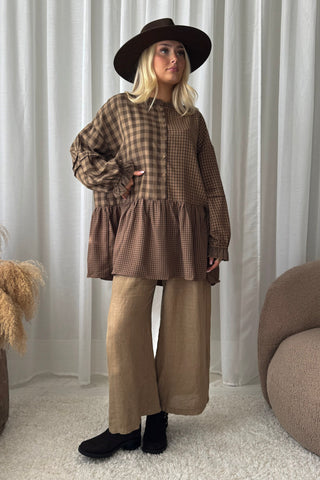 Peplum ruutupaita, caramel