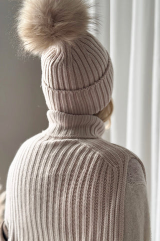 Pom-pom neulepipo, beige