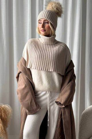 Pom-pom neulepipo, beige