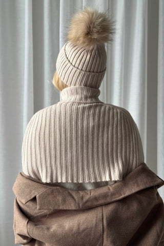 Pom-pom neulepipo, beige