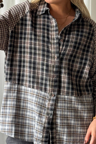 Checkered flannel shirt, brown