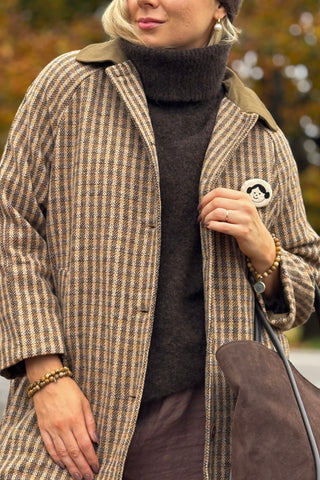 Check Coat, caramel