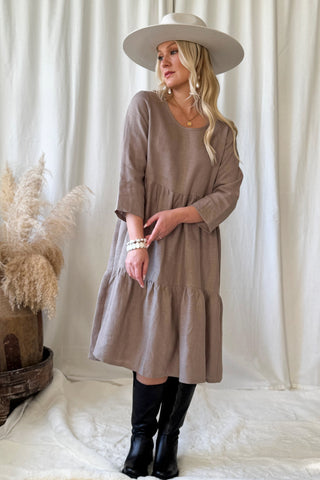 Sarah pellavamekko, taupe