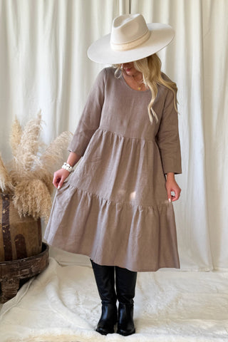 Sarah pellavamekko, taupe