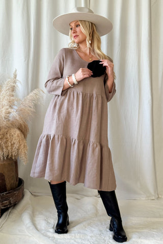 Sarah pellavamekko, taupe
