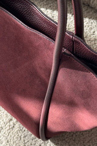 Society suede bag, burgundy