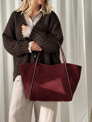 Society suede bag, burgundy