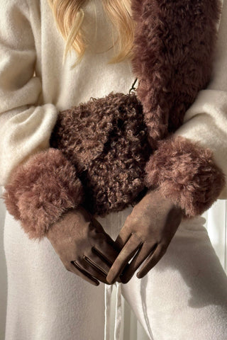 Soft touch fluffy käsineet, coffee